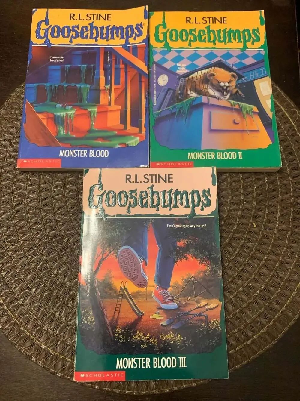 Set of 3 Goosebumps R.L. Stine Monster Blood I, II, and III Paperback Books